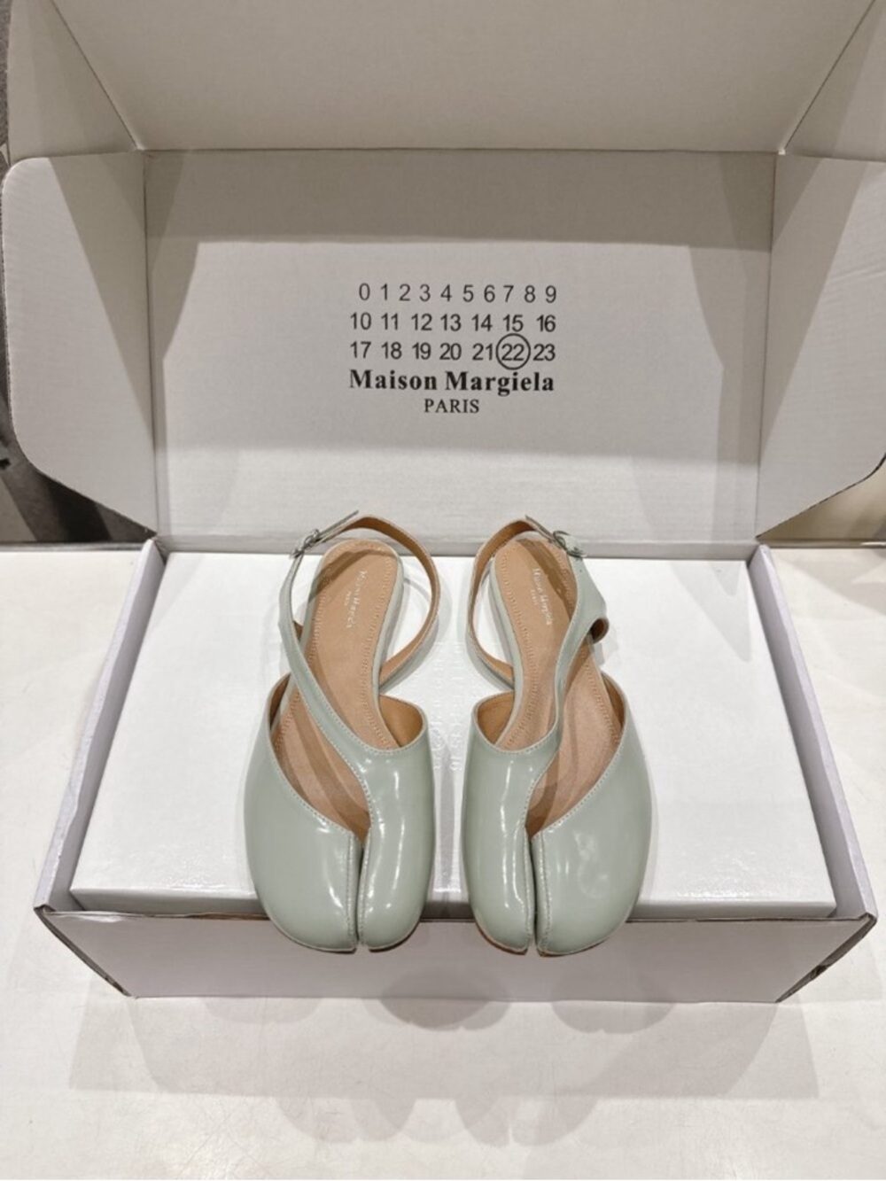 Maison Martin Margiela Pale Mint Tabi Slingback Flats
